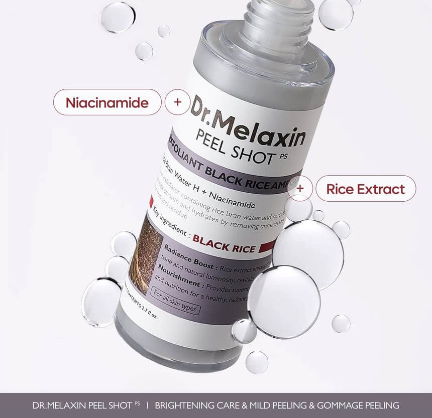 DR.MELAXIN Peel Shot Exfoliating Black Rice Ampoule (80ml)