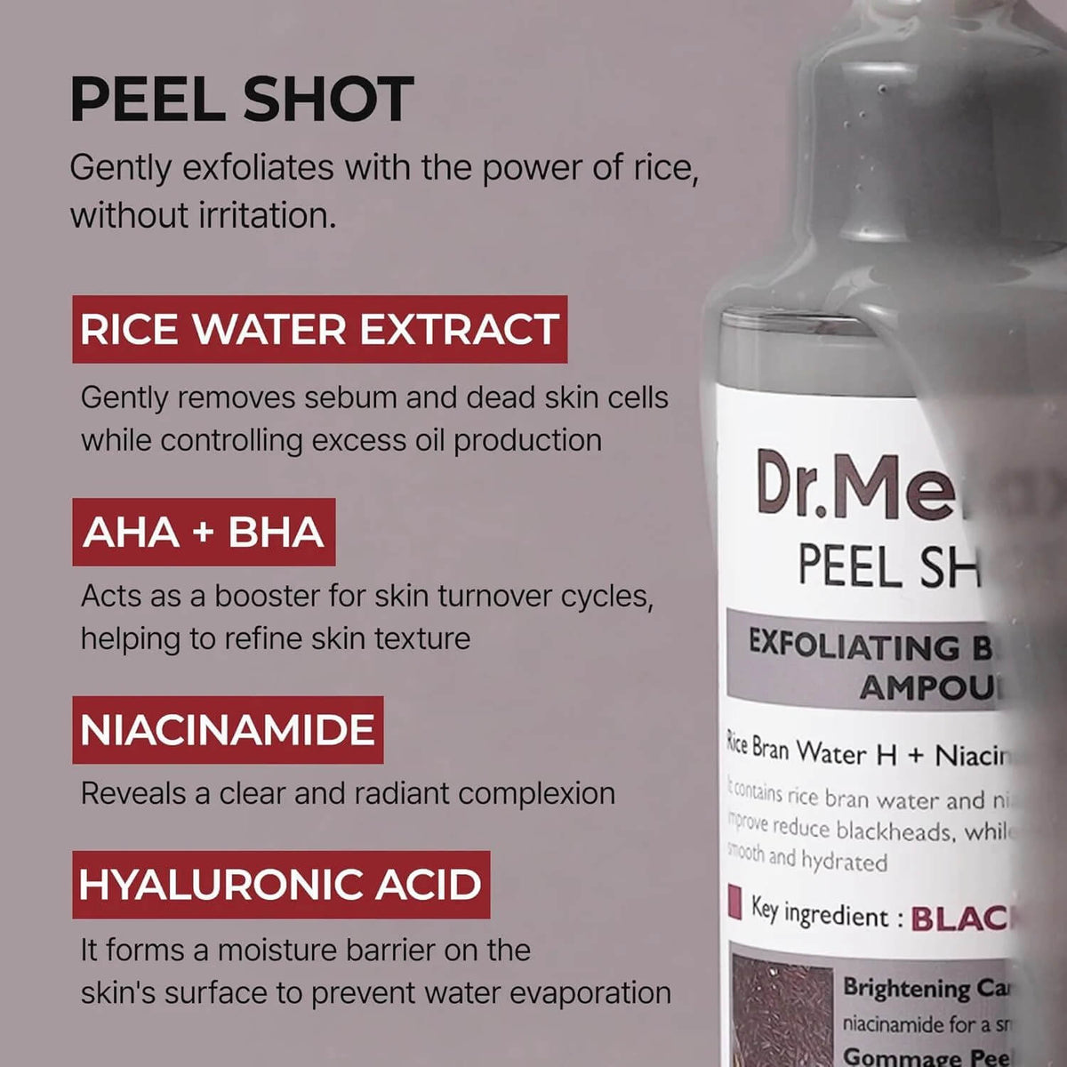 DR.MELAXIN Peel Shot Exfoliating Black Rice Ampoule (80ml)